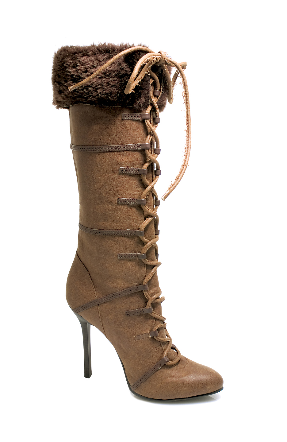Viking - 4 Inch Heel Fur Top Lace-Up Boots